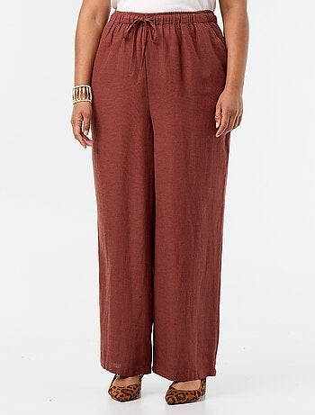 Pantalón recto de lino mezclado