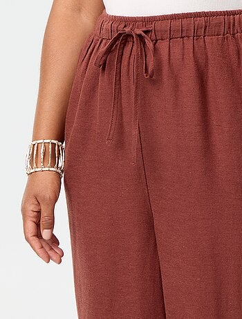 Pantalón recto de lino mezclado