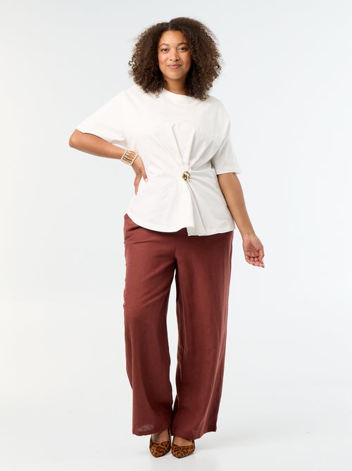 Pantalón recto de lino mezclado - Kiabi Pantalón recto de lino mezclado - Kiabi