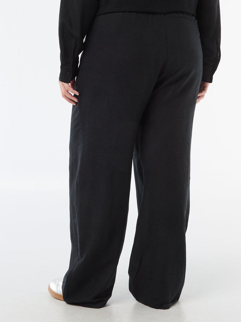 Pantalón recto de lino mezclado Negro - Kiabi