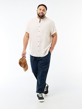 Pantalón recto de lino mixto