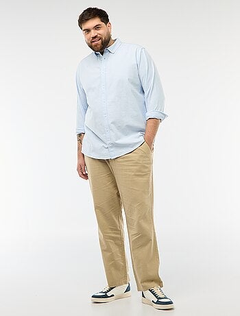 Pantalón recto de lino mixto