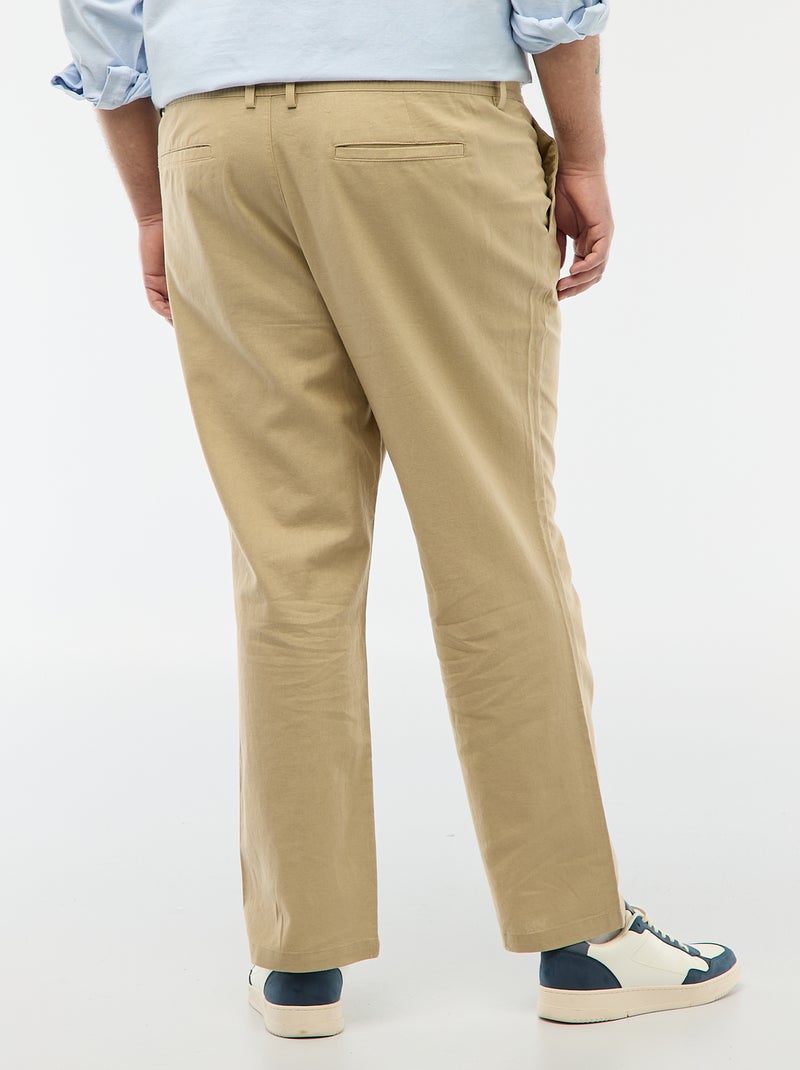 Pantalón recto de lino mixto Beige - Kiabi