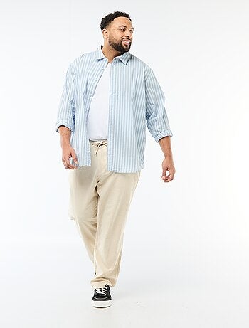 Pantalón recto de lino mixto