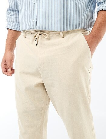 Pantalón recto de lino mixto
