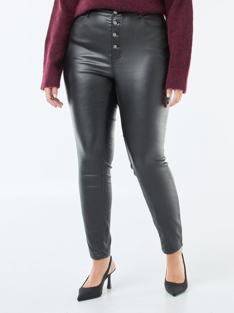 Pantalón recto de material satinado Negro - Kiabi