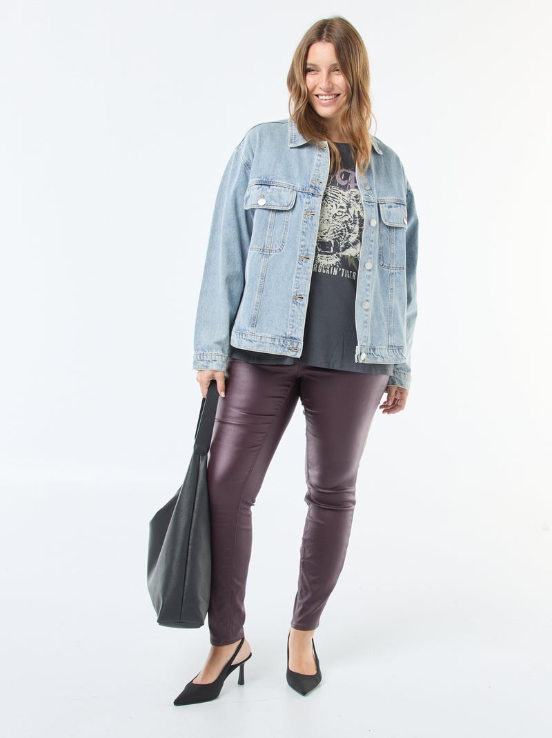 Pantalón recto de material satinado Purpura - Kiabi