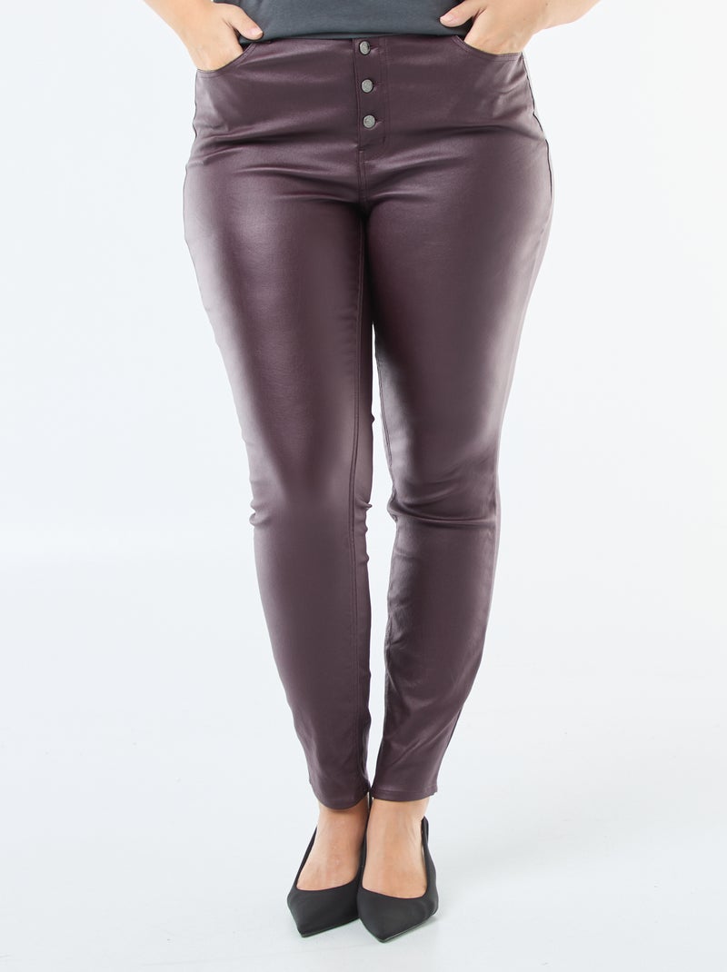 Pantalón recto de material satinado Purpura - Kiabi