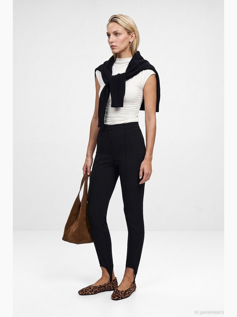 Pantalón recto de mujer dilvin Negro - Kiabi
