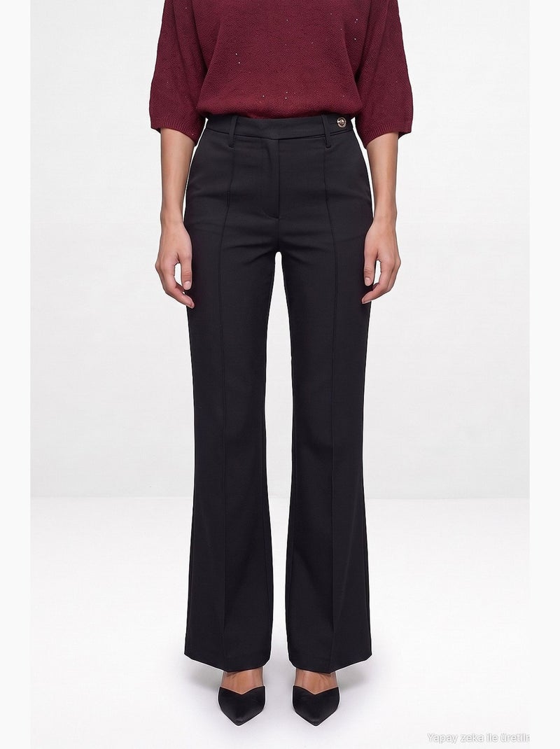 Pantalón recto de mujer dilvin Negro - Kiabi