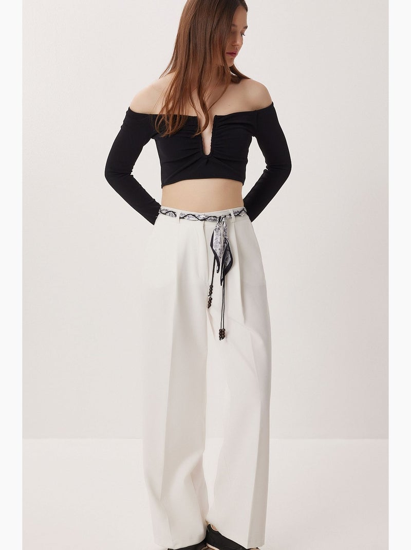 Pantalón recto de mujer istanbul Blanco roto - Kiabi