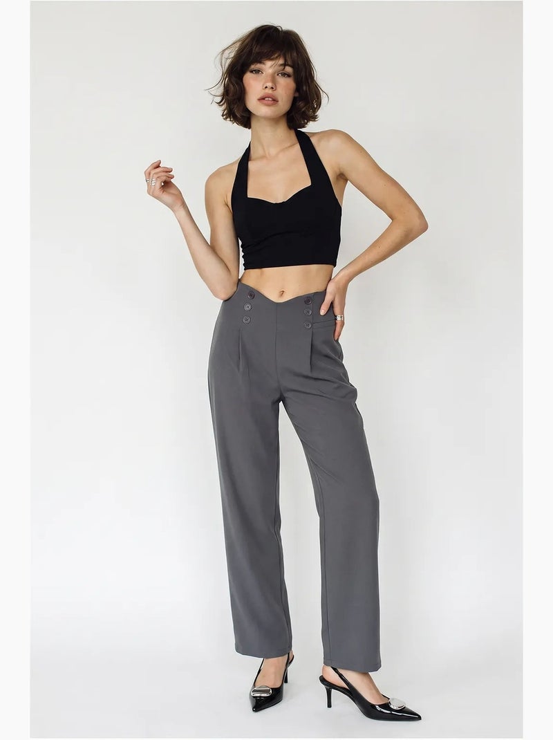 Pantalón recto de mujer lucci Gris negro - Kiabi