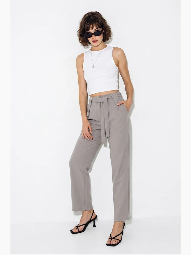 Pantalón recto de mujer lucci Gris - Kiabi