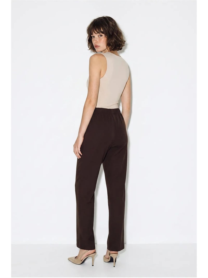 Pantalón recto de mujer lucci Marrón chocolate - Kiabi