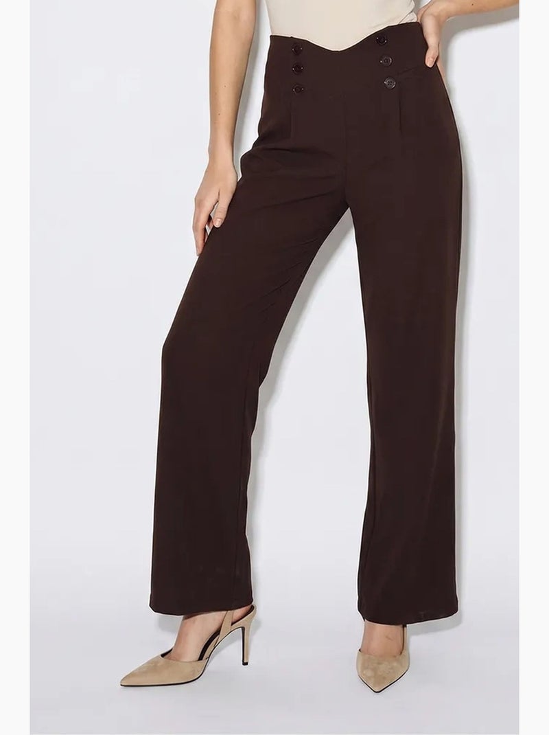 Pantalón recto de mujer lucci Marrón chocolate - Kiabi