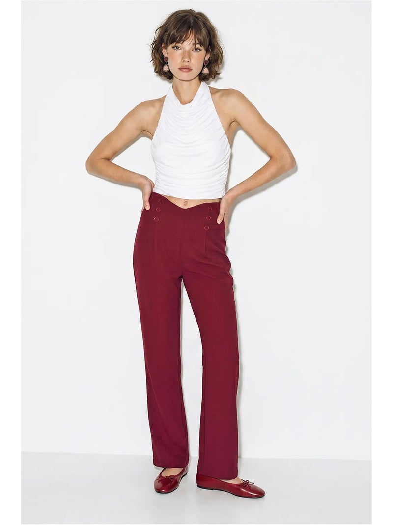 Pantalón recto de mujer lucci Rojo burdeos - Kiabi