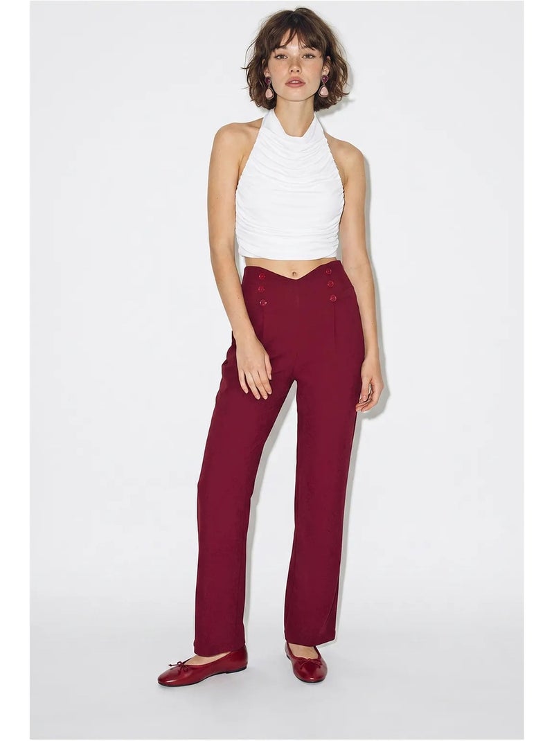 Pantalón recto de mujer lucci Rojo burdeos - Kiabi