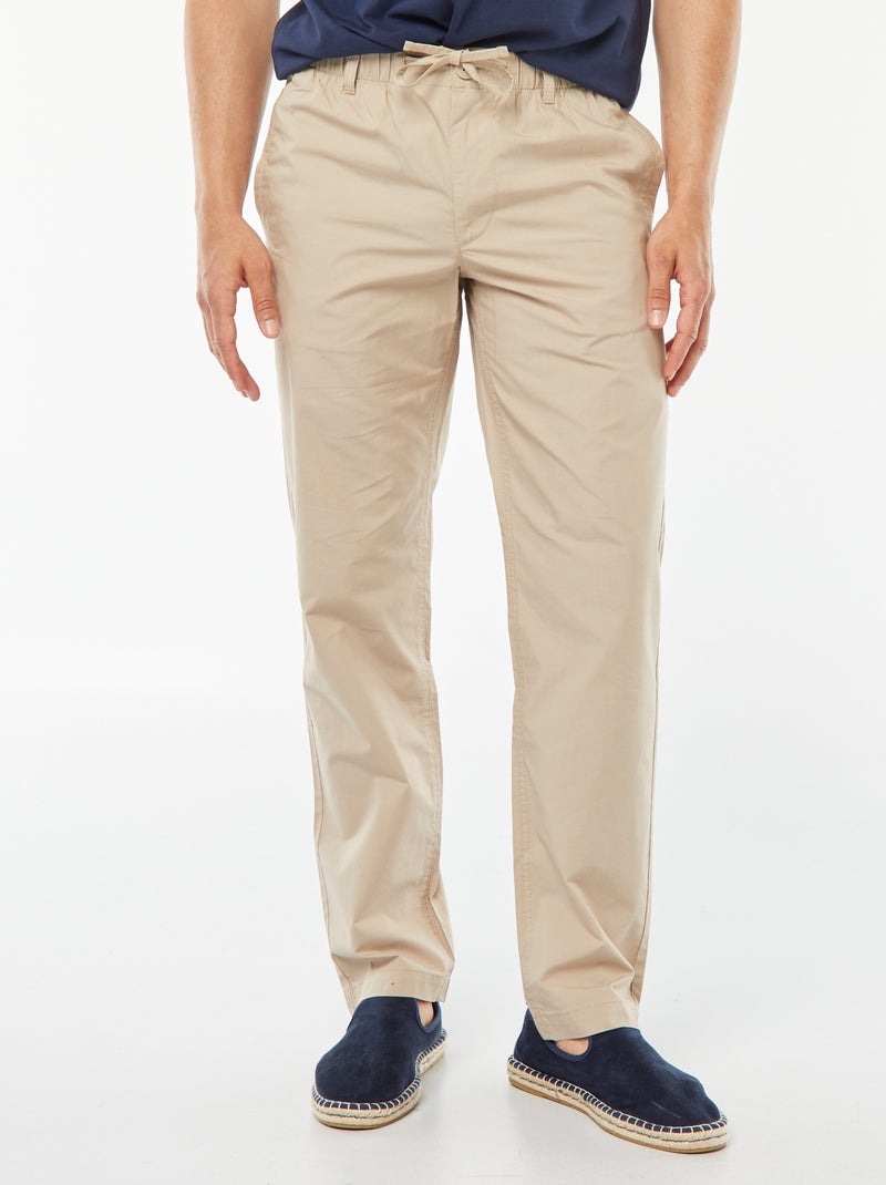 Pantalón recto de popelina beige - Kiabi
