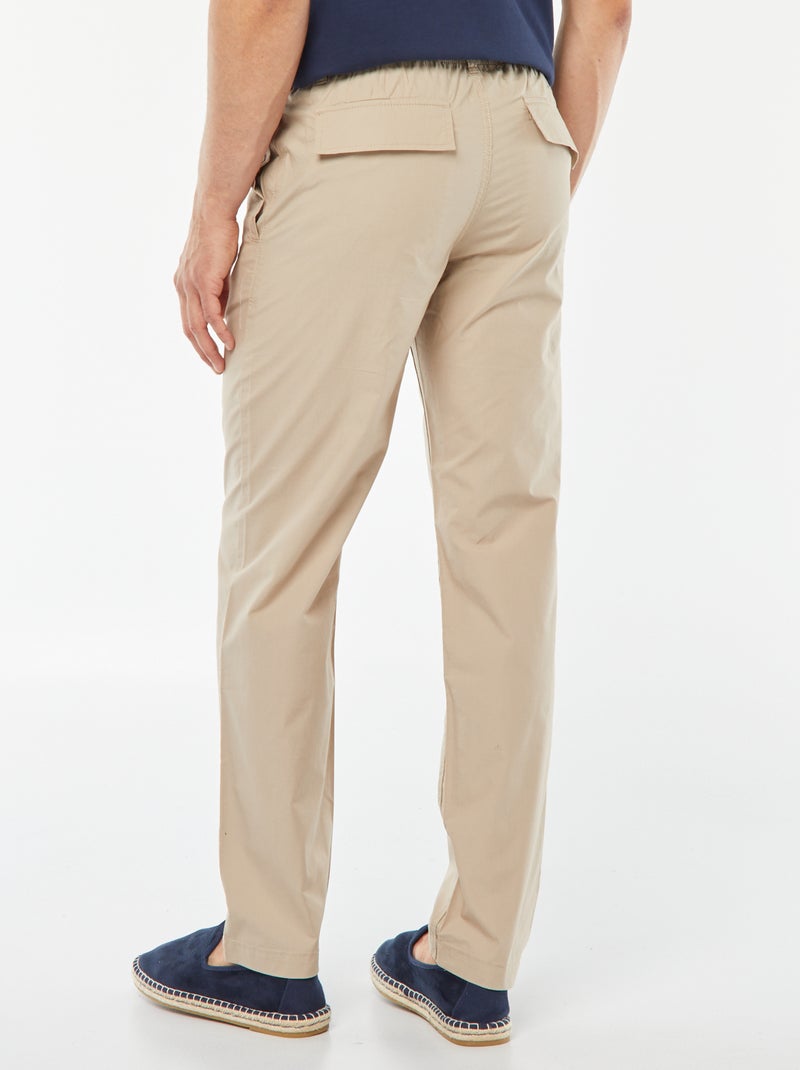 Pantalón recto de popelina beige - Kiabi