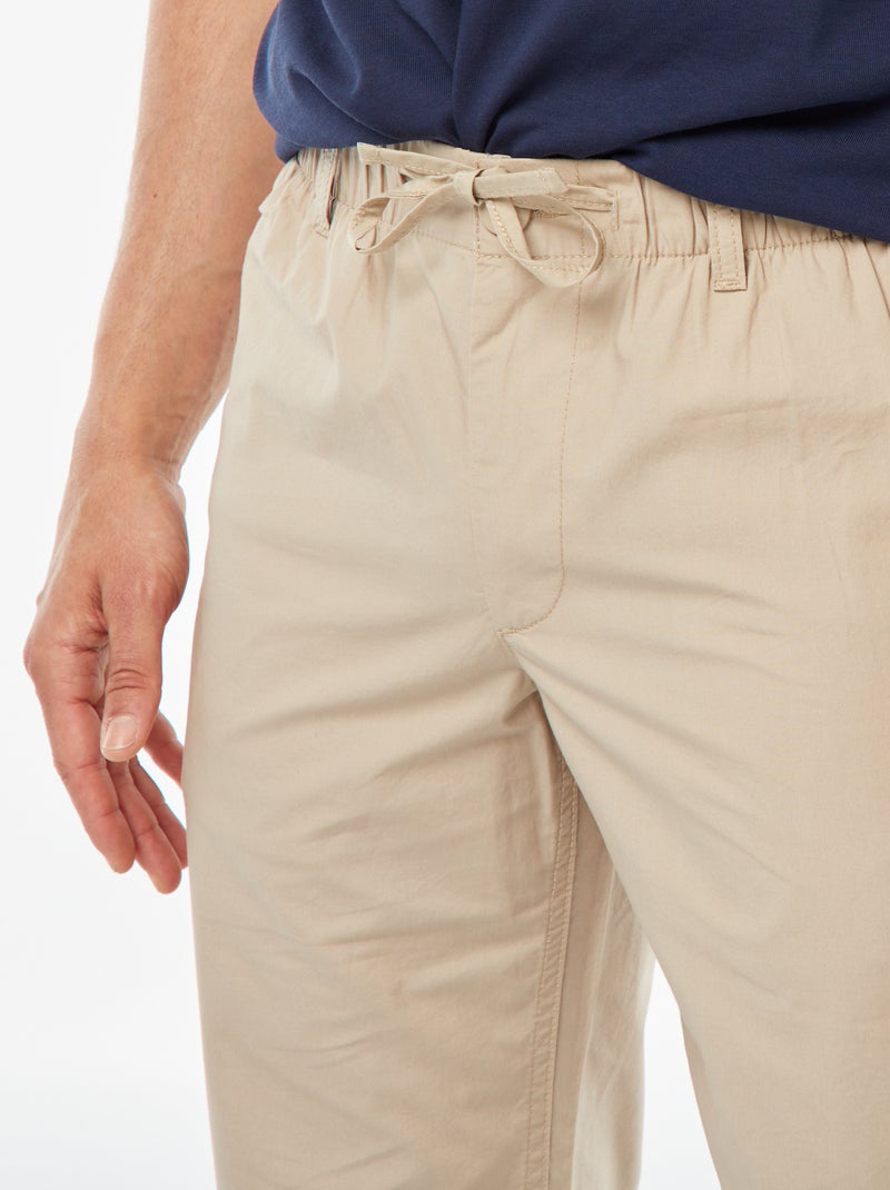 Pantalón recto de popelina beige - Kiabi