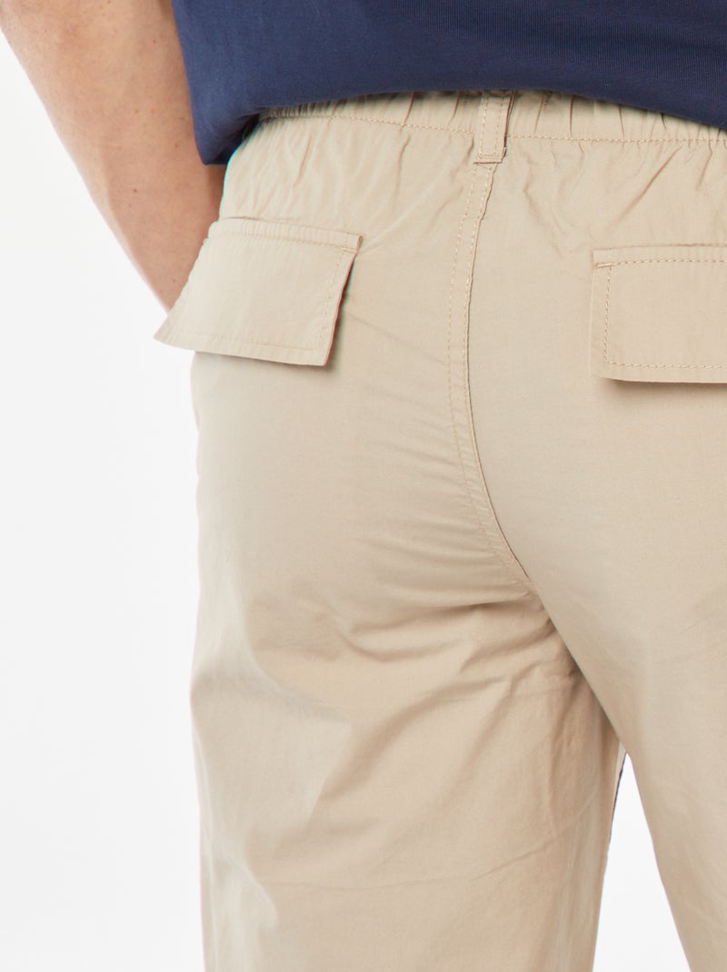 Pantalón recto de popelina beige - Kiabi