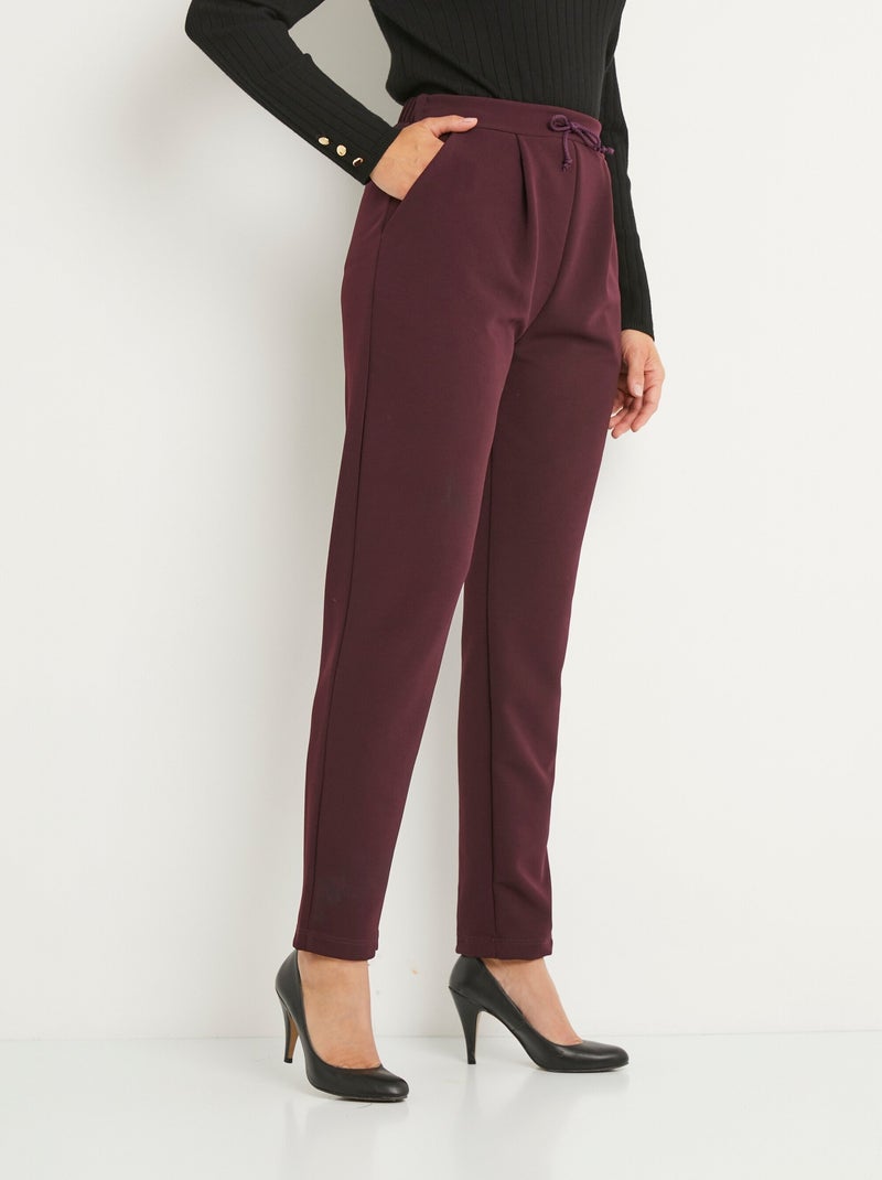 Pantalón recto de punto elástico con cintura elástica - Afibel Burdeos - Kiabi