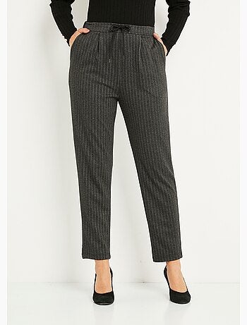 Pantalón recto de punto elástico con cintura elástica - afibel