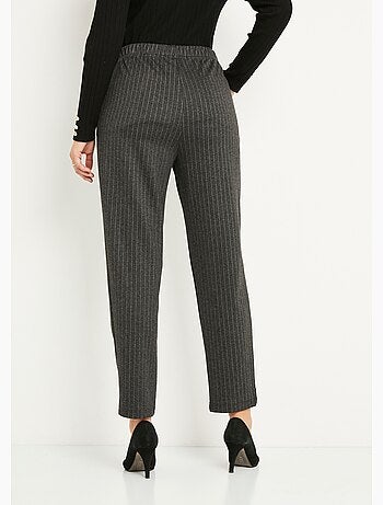 Pantalón recto de punto elástico con cintura elástica - afibel