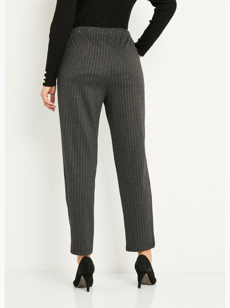 Pantalón recto de punto elástico con cintura elástica - afibel Gris - Kiabi