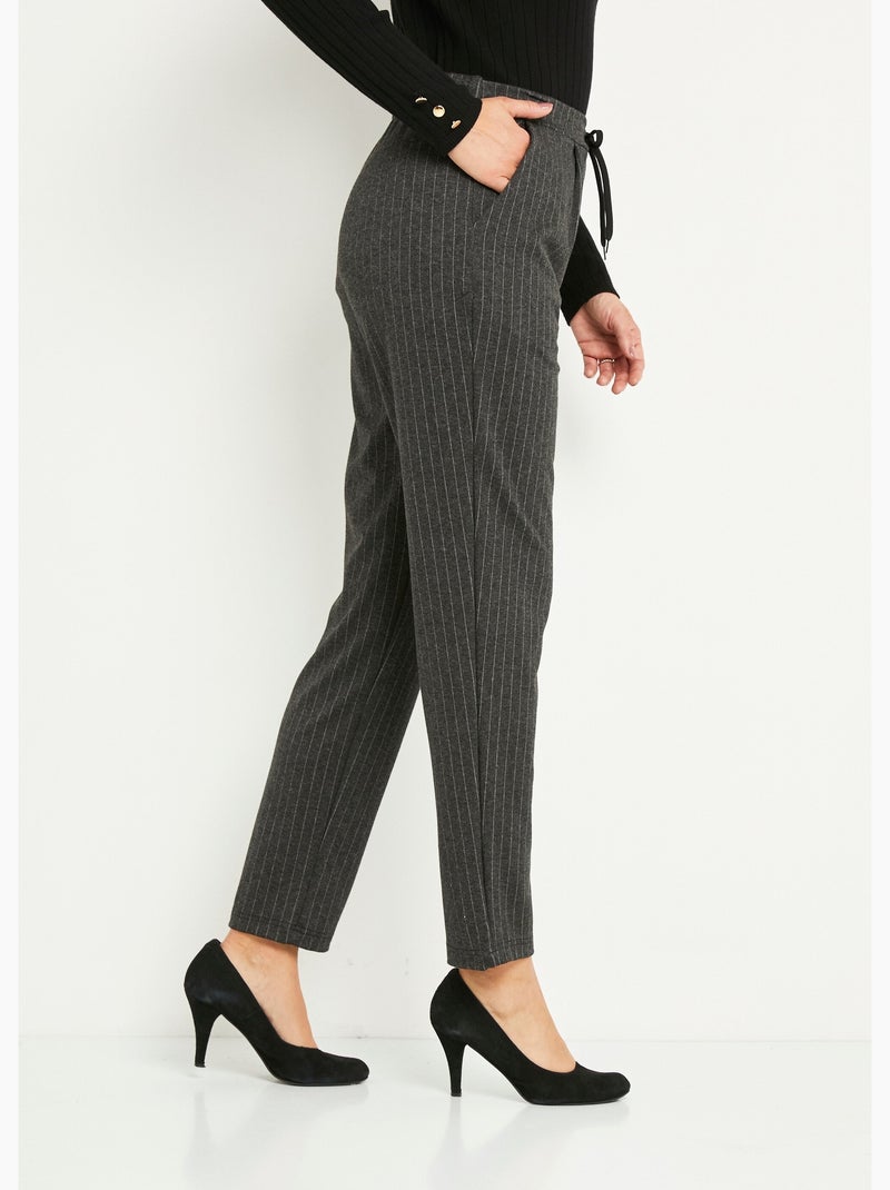 Pantalón recto de punto elástico con cintura elástica - afibel Gris - Kiabi