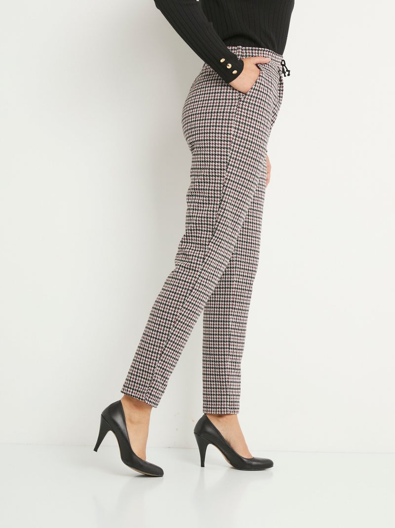 Pantalón recto de punto elástico con cintura elástica - afibel Negro Burdeos - Kiabi