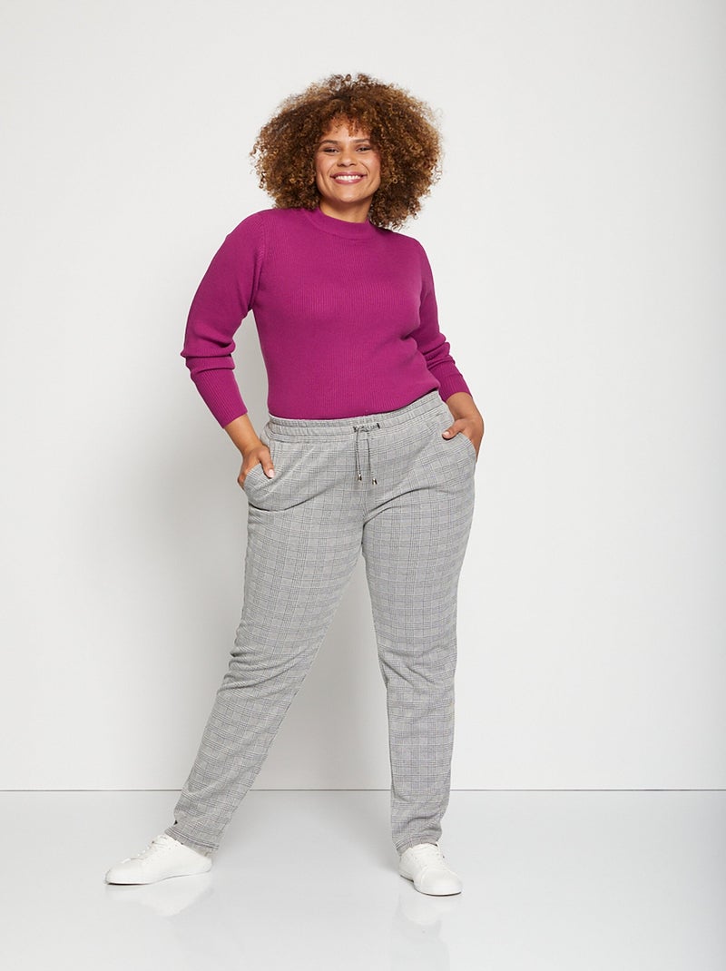 Pantalón recto de punto liso o jacquard - Afibel Gris - Kiabi