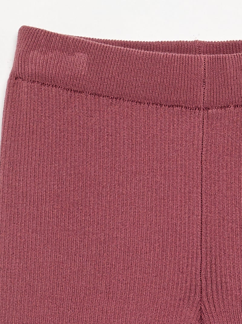Pantalón recto de punto liso Rosa - Kiabi