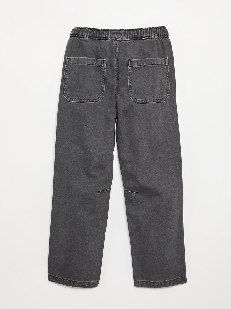 Pantalón recto de sarga - corte ajustado Gris - Kiabi