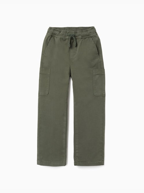 Pantalón recto de sarga con bolsillos cargo - Kiabi