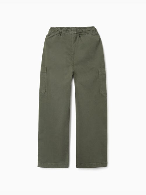 Pantalón recto de sarga con bolsillos cargo - Kiabi