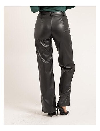 Pantalón recto de simil cuero EVANIA