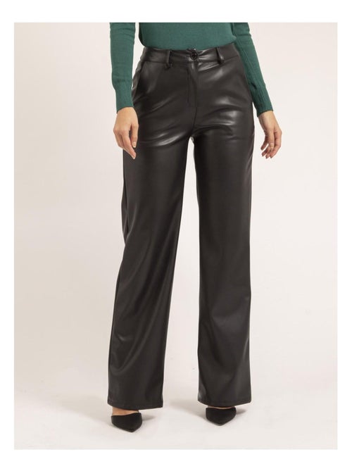 Pantalón recto de simil cuero EVANIA - Kiabi Pantalón recto de simil cuero EVANIA - Kiabi