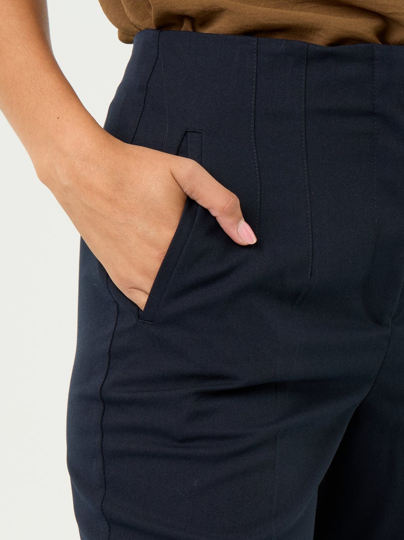 Pantalón recto de talle alto Azul - Kiabi