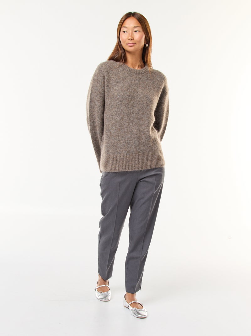 Pantalón recto de talle alto Gris - Kiabi