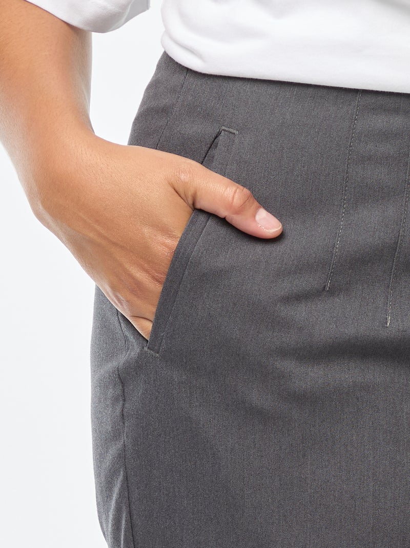 Pantalón recto de talle alto Gris - Kiabi