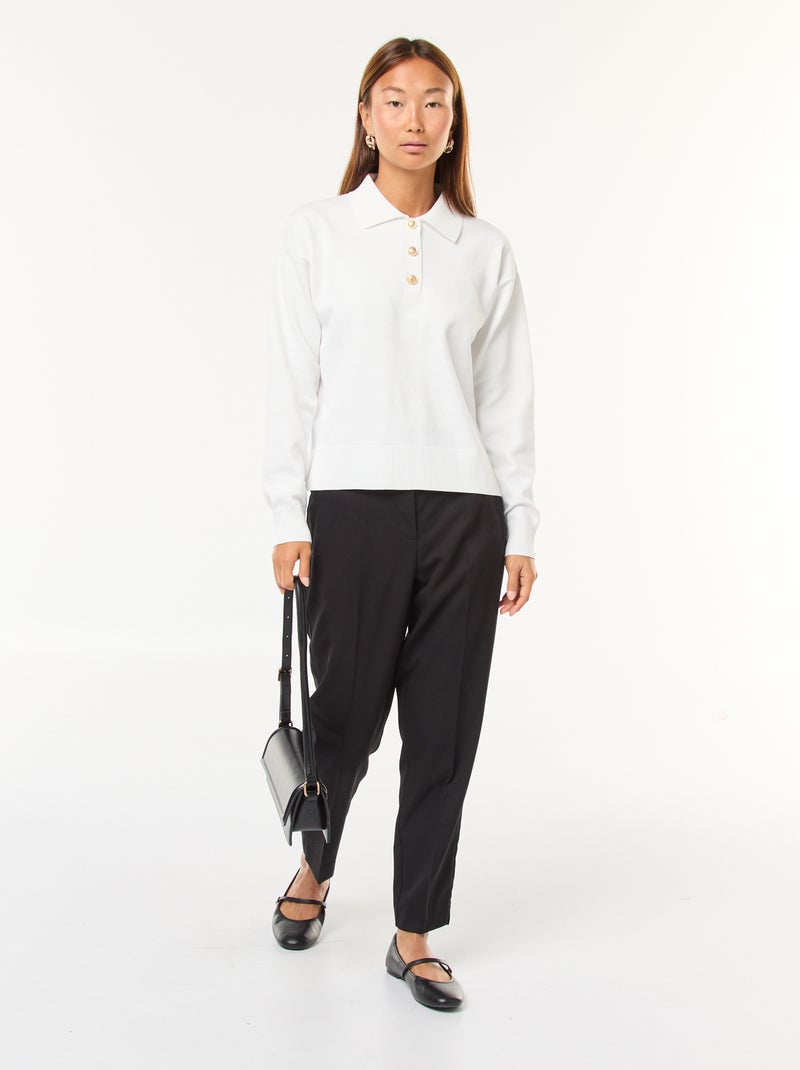 Pantalón recto de talle alto Negro - Kiabi