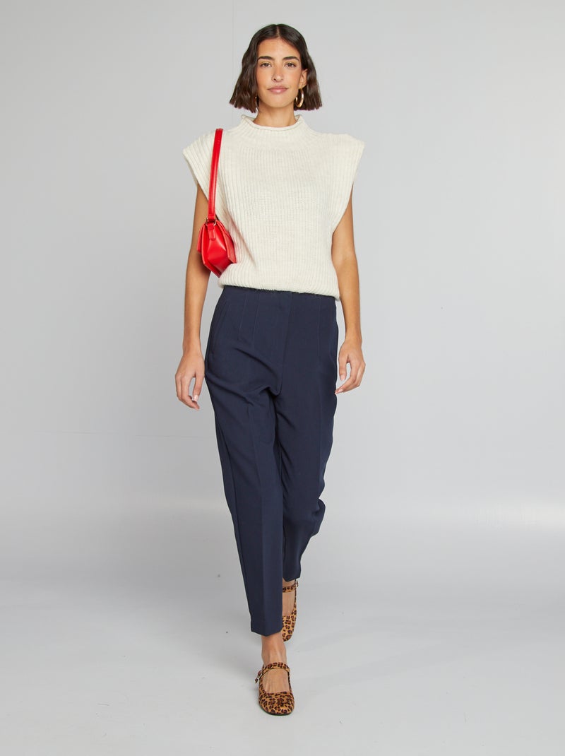 Pantalón recto de tiro alto AZUL - Kiabi