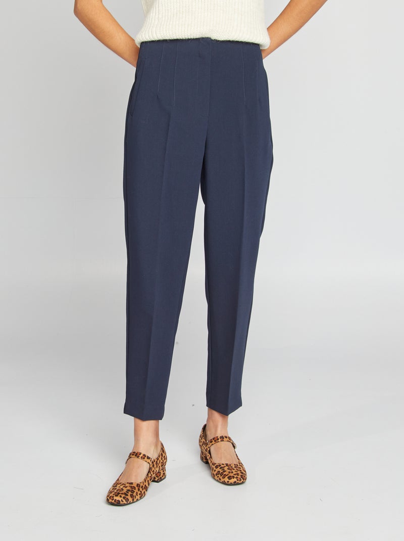 Pantalón recto de tiro alto AZUL - Kiabi