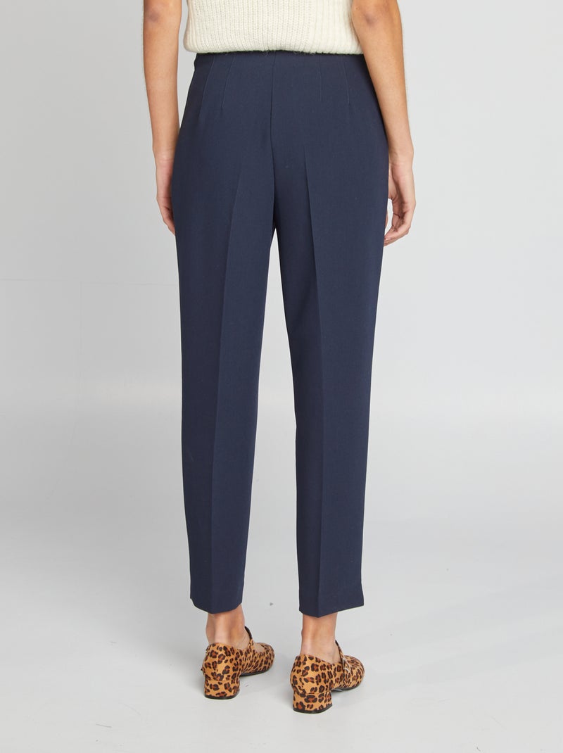 Pantalón recto de tiro alto AZUL - Kiabi