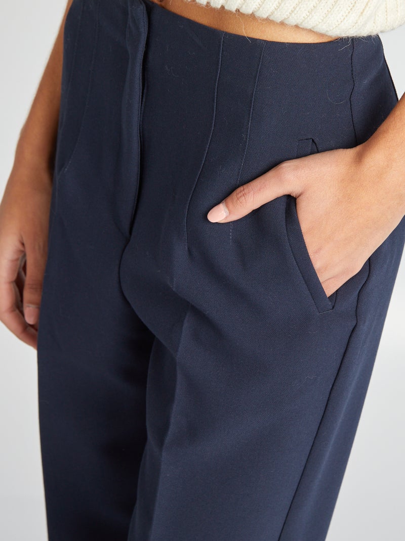 Pantalón recto de tiro alto AZUL - Kiabi