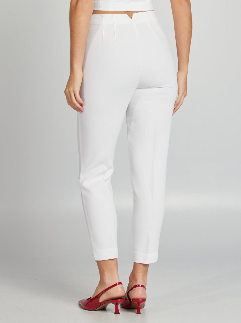 Pantalón recto de tiro alto BLANCO - Kiabi