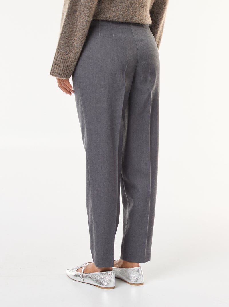 Pantalón recto de tiro alto Gris - Kiabi