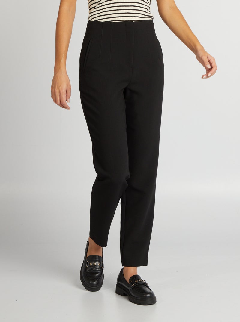 Pantalón recto de tiro alto negro - Kiabi