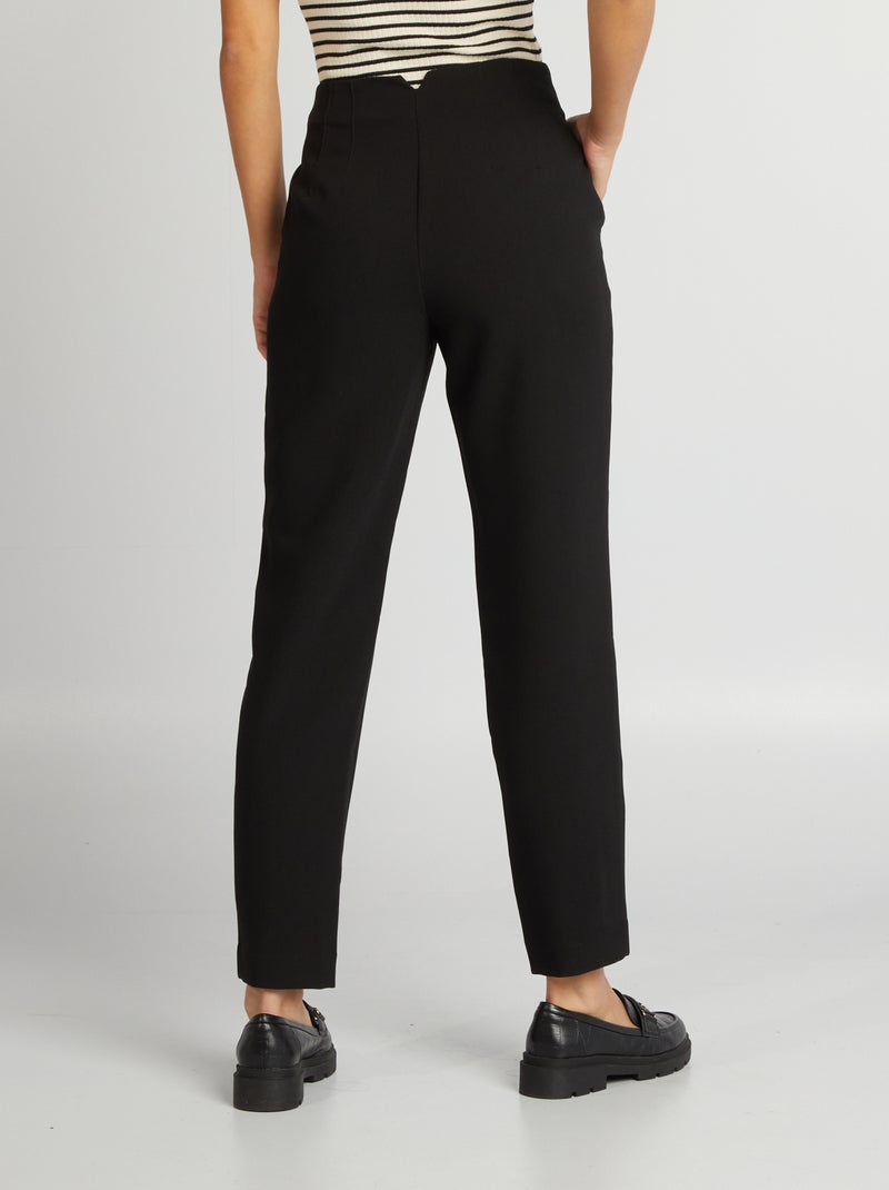 Pantalón recto de tiro alto negro - Kiabi